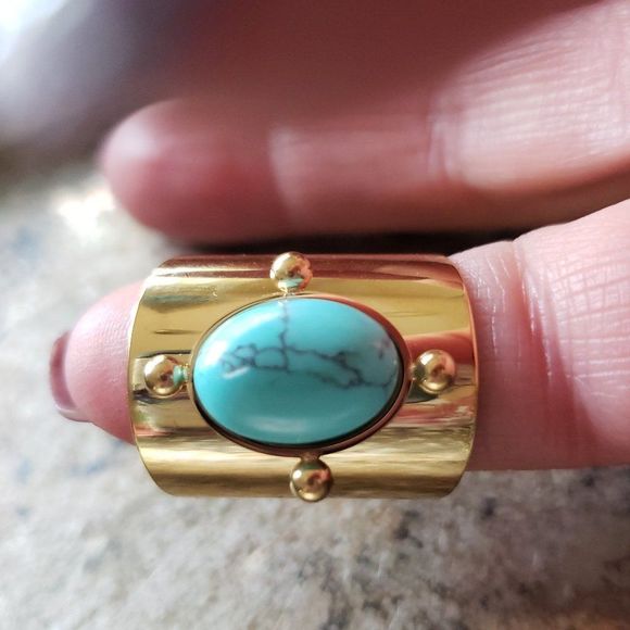 New! FP Starline Mojave Gold Turquoise Ring - Picture 2 of 15